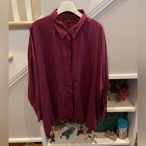 Eileen Fisher XL long sleeve silk blouse.  Dark raspberry color and shiny.